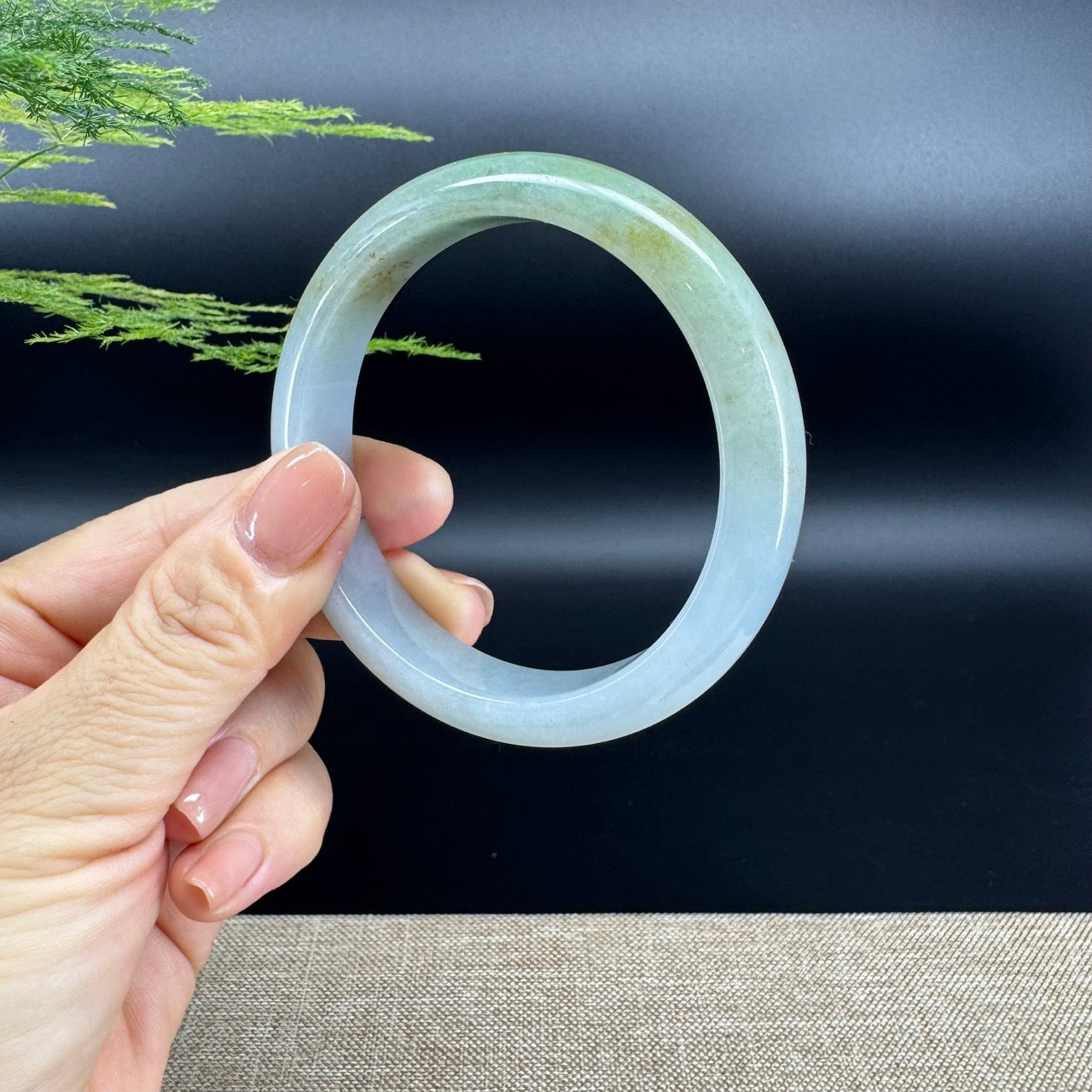 Genuine Burmese Yellow Green Jade Jadeite Bangle Bracelet ( 58.5mm )