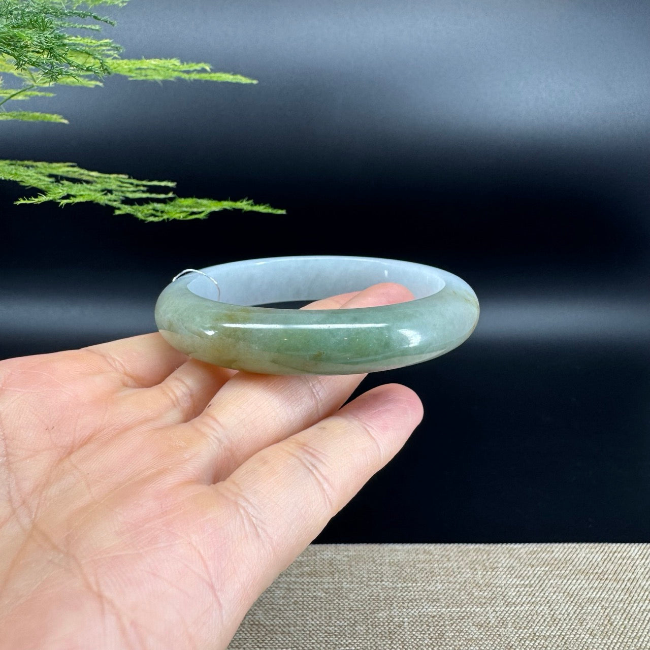 Genuine Burmese Yellow Green Jade Jadeite Bangle Bracelet ( 58.5mm )