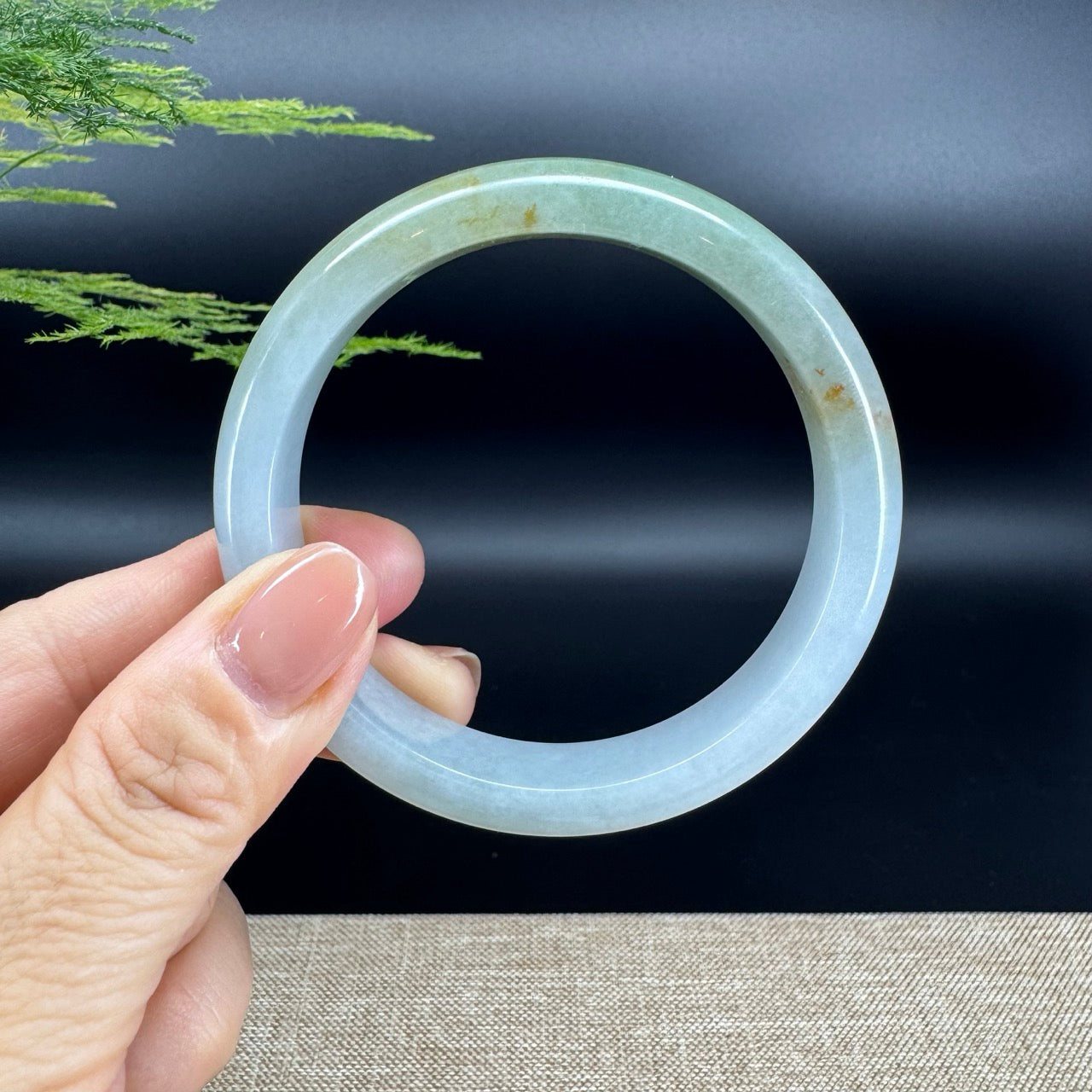 Genuine Burmese Yellow Green Jade Jadeite Bangle Bracelet ( 58.5mm )