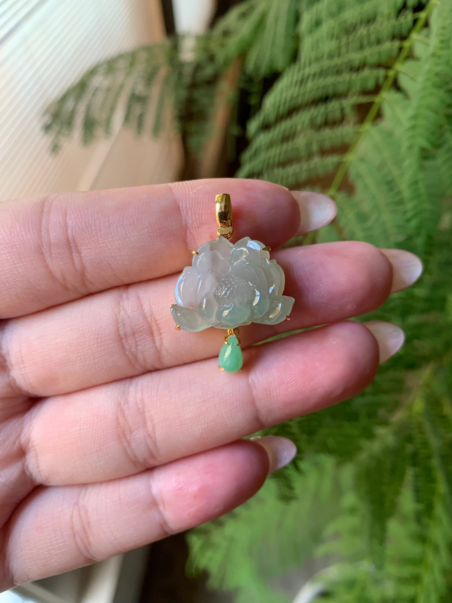 "Live" 18K Yellow Gold Custom Lotus Gold Bail Setting