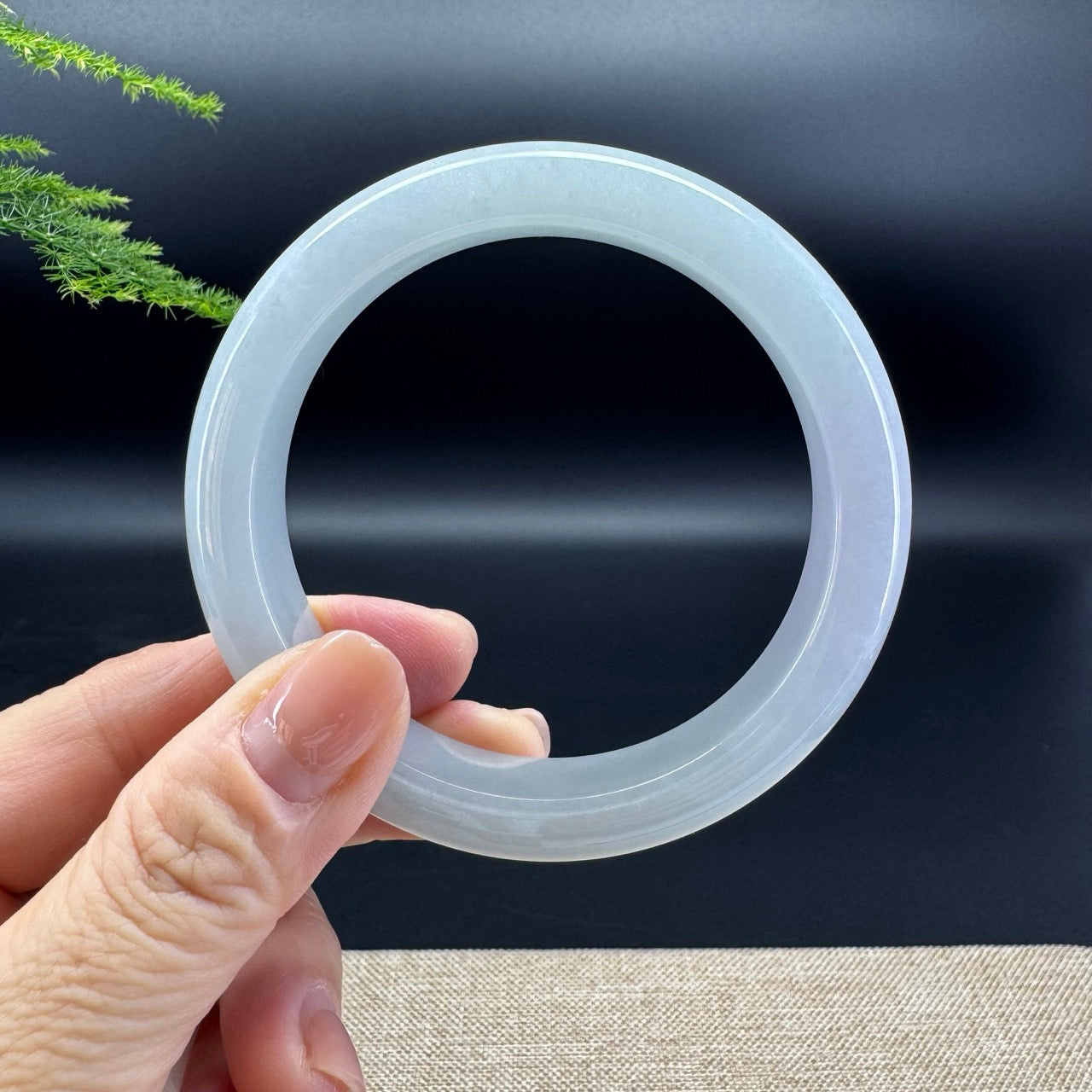 Genuine Burmese Lavender Green Jade Jadeite Bangle Bracelet ( 59.3mm )