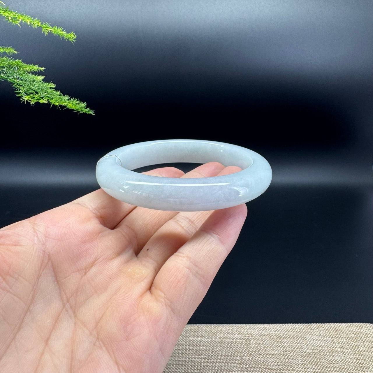 Genuine Burmese Lavender Green Jade Jadeite Bangle Bracelet ( 59.3mm )