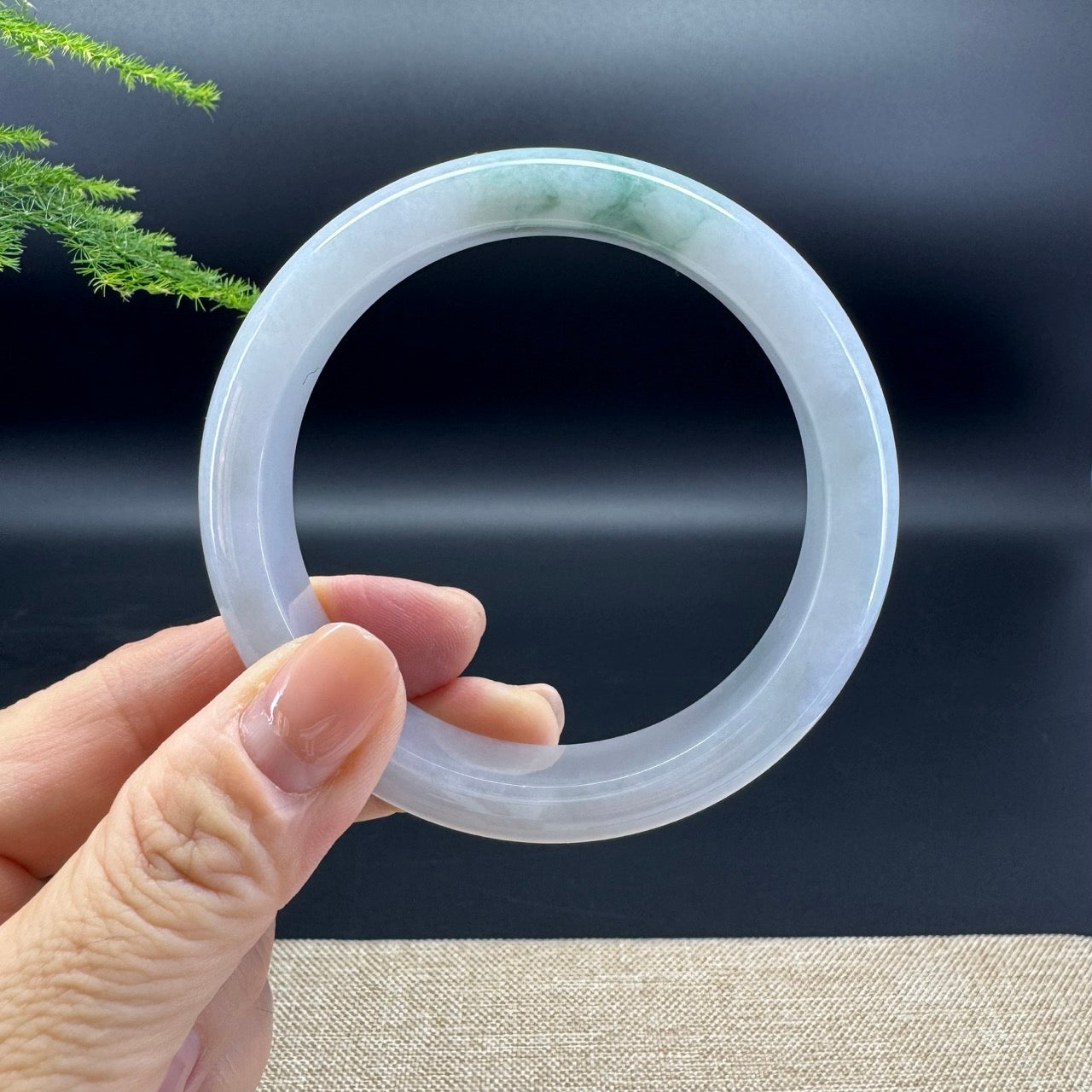 Genuine Burmese Lavender Green Jade Jadeite Bangle Bracelet ( 59.2mm )