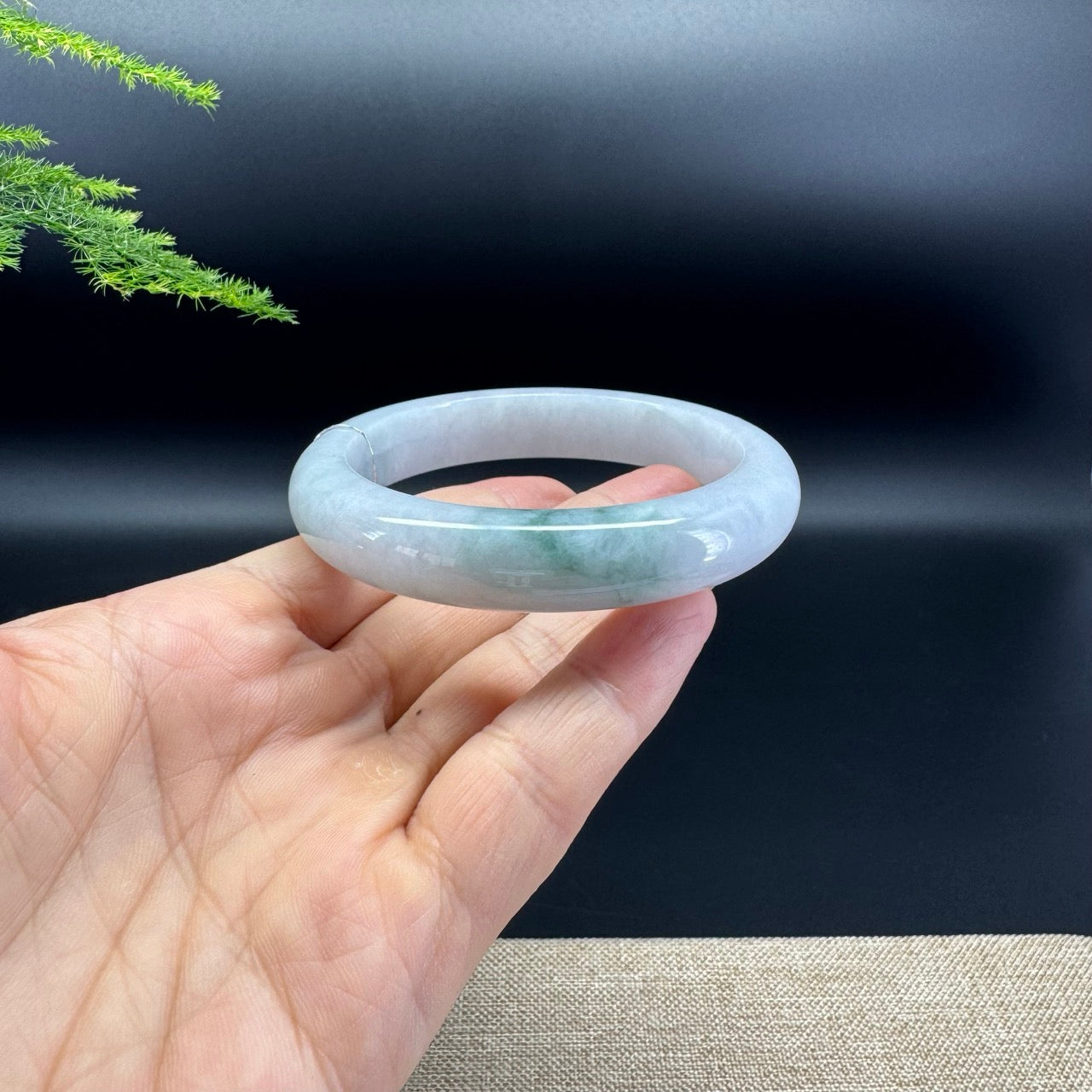 Genuine Burmese Lavender Green Jade Jadeite Bangle Bracelet ( 59.2mm )