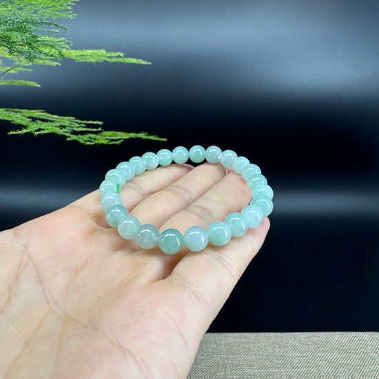 RealJade® Co. Genuine Jadeite Jade Round Apple Green Beads Bracelet (7.5mm)