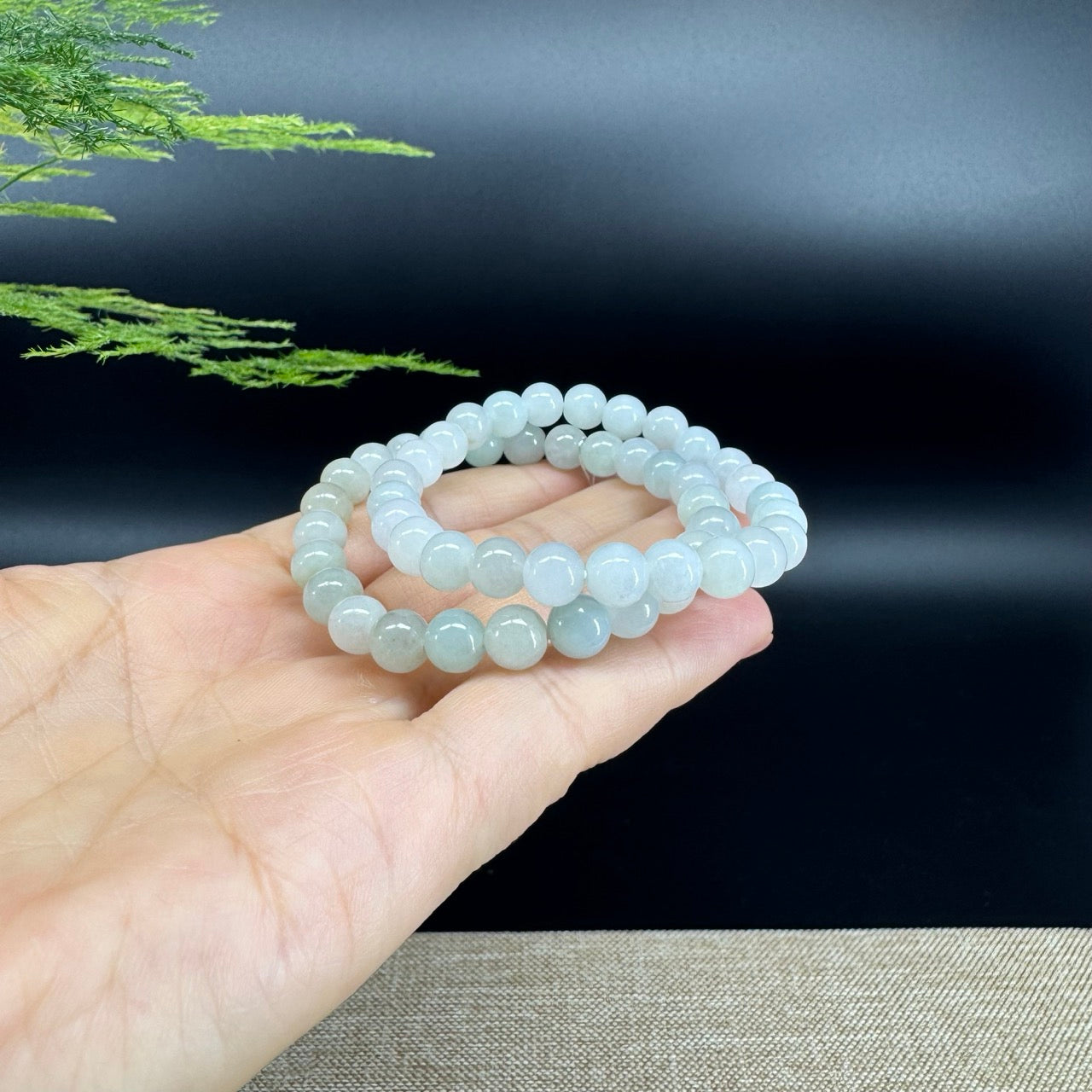 RealJade® Co. Genuine Jadeite Jade Round Icy Green Beads Bracelet (7 mm)