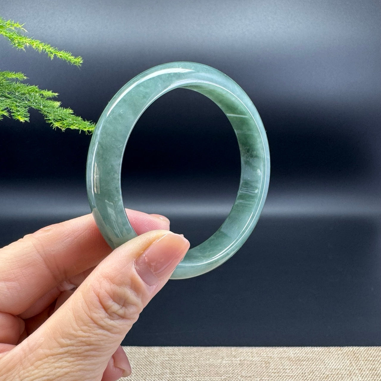 Genuine Burmese Oil Green Jade Jadeite Bangle Bracelet ( 59.2mm )