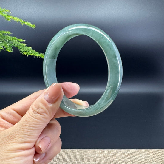 Genuine Burmese Oil Green Jade Jadeite Bangle Bracelet ( 59.2mm )