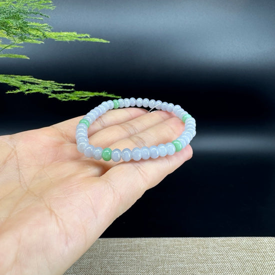 Natural Jadeite Jade Round Lavender Green Beads Bracelet ( 5.5 mm )