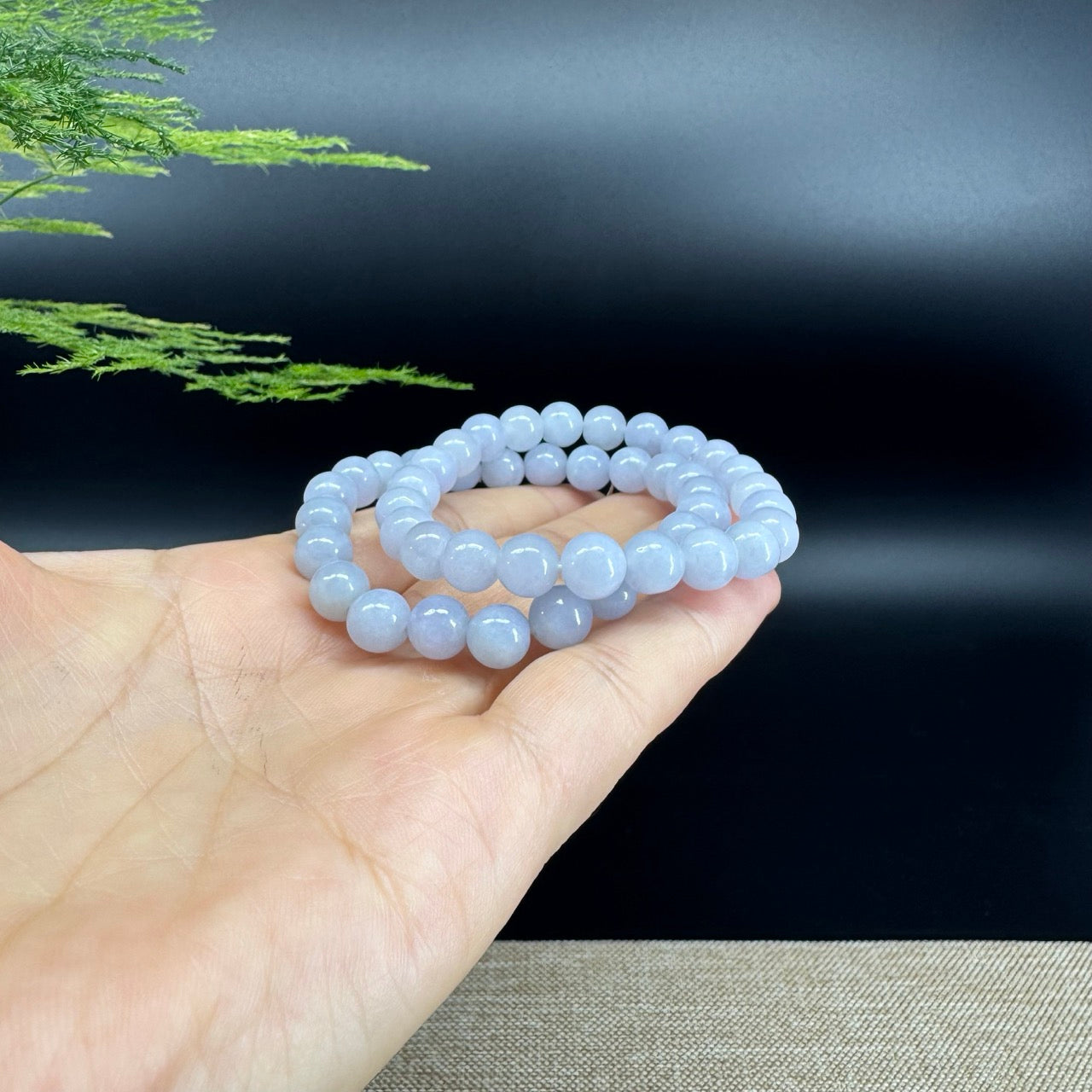 RealJade® Co. Genuine Jadeite Jade Round Light Lavender Beads Bracelet (8 mm)