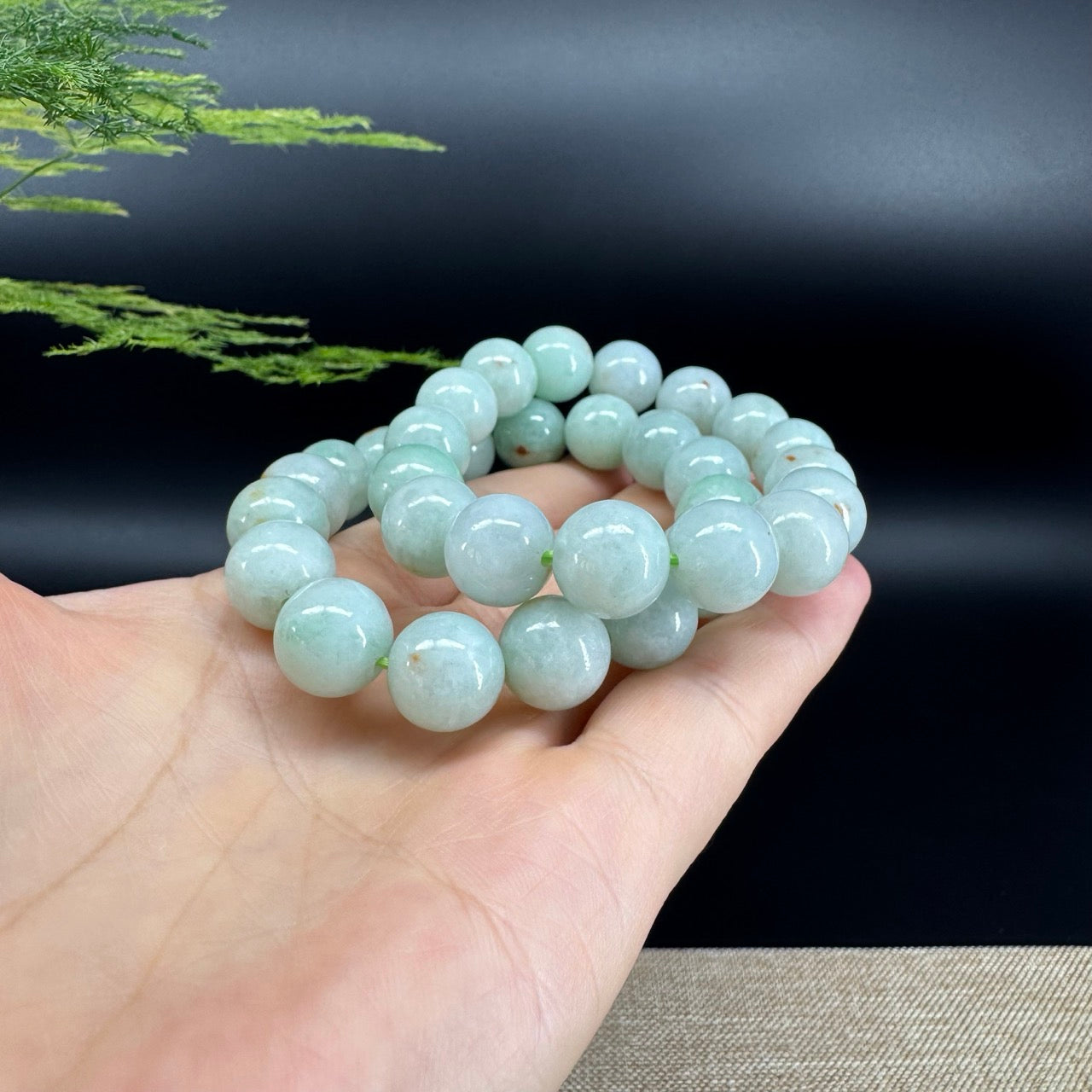 RealJade® Genuine Jadeite Jade Round Apple Green Beads Bracelet ( 12.5 mm ) For Men