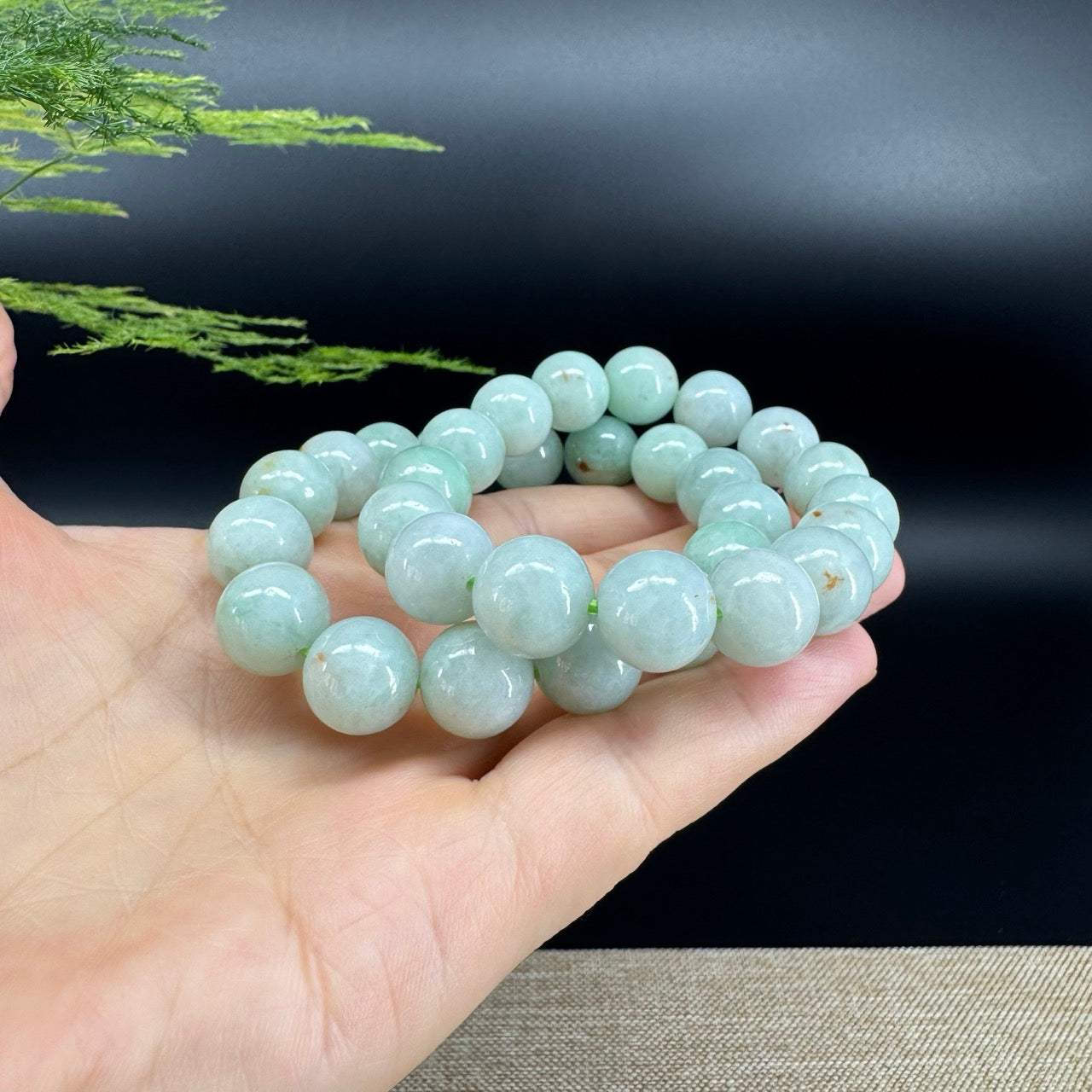 RealJade® Genuine Jadeite Jade Round Apple Green Beads Bracelet ( 12.5 mm ) For Men