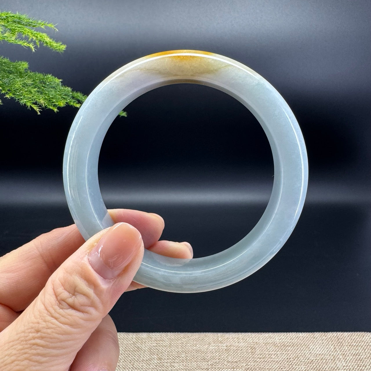 Genuine Burmese Yellow Green Jade Jadeite Bangle Bracelet (59.7mm)