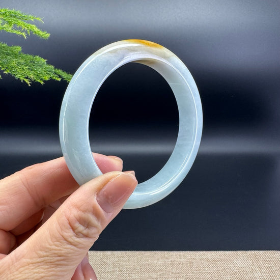 Genuine Burmese Yellow Green Jade Jadeite Bangle Bracelet (59.7mm)