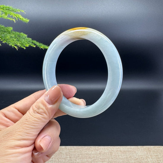 Genuine Burmese Yellow Green Jade Jadeite Bangle Bracelet (59.7mm)