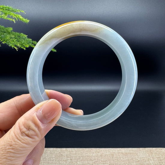 Genuine Burmese Yellow Green Jade Jadeite Bangle Bracelet (59.7mm)