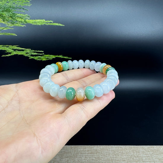"Lucky Coin" Koukou  Jadeite Jade 10mm Round Multi-Colors Beads Bracelet ( 10mm )