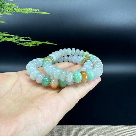 "Lucky Coin" Koukou  Jadeite Jade 10mm Round Multi-Colors Beads Bracelet ( 10mm )
