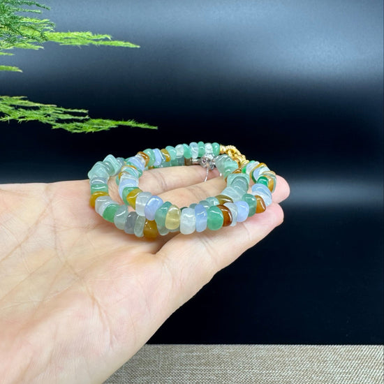 High  Multiple Colors Jadeite Jade Beads Bracelet With Gold-Plated Clasp ( 6 mm )