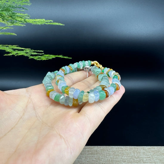High  Multiple Colors Jadeite Jade Beads Bracelet With Gold-Plated Clasp ( 6 mm )