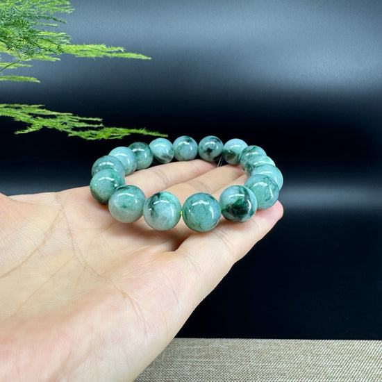 RealJade® Genuine Jadeite Jade Round  Blue Beads Bracelet ( 13mm ) For Men