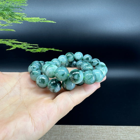 RealJade® Genuine Jadeite Jade Round  Blue Beads Bracelet ( 13mm ) For Men