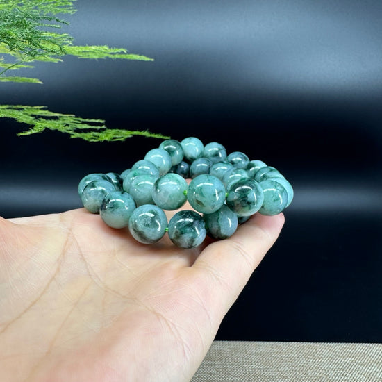 RealJade® Genuine Jadeite Jade Round  Blue Beads Bracelet ( 13mm ) For Men