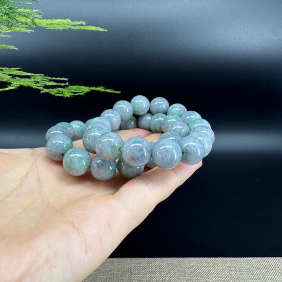 RealJade® Genuine Jadeite Jade Round  Lavender Green  Beads Bracelet ( 13mm ) For Men