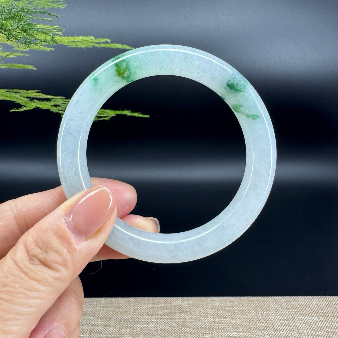 Genuine Burmese Green Jade Jadeite Bangle Bracelet (54.7mm)