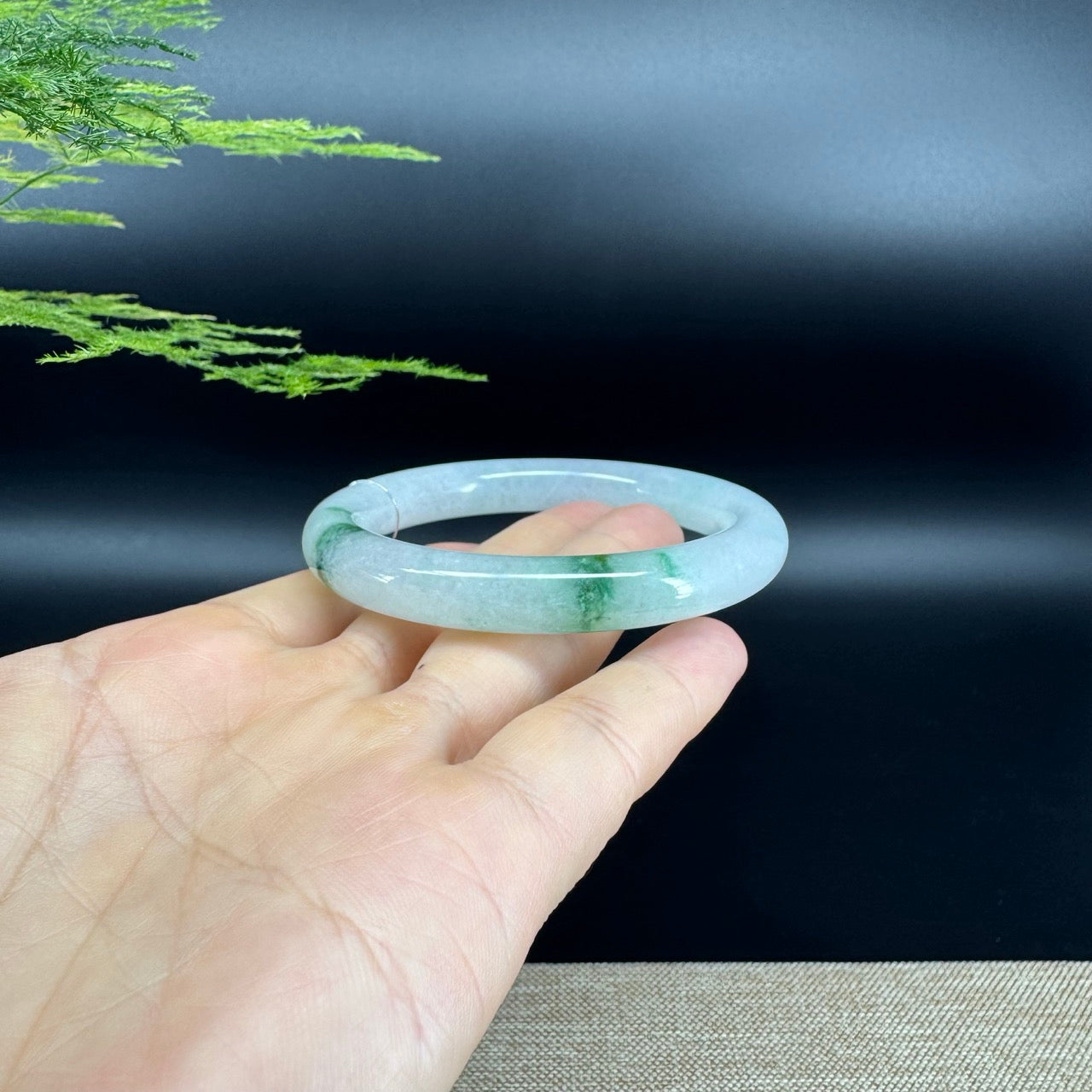 Genuine Burmese Green Jade Jadeite Bangle Bracelet (54.7mm)