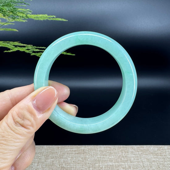 Genuine Burmese Icy Green Jade Jadeite Bangle Bracelet (53.2mm)
