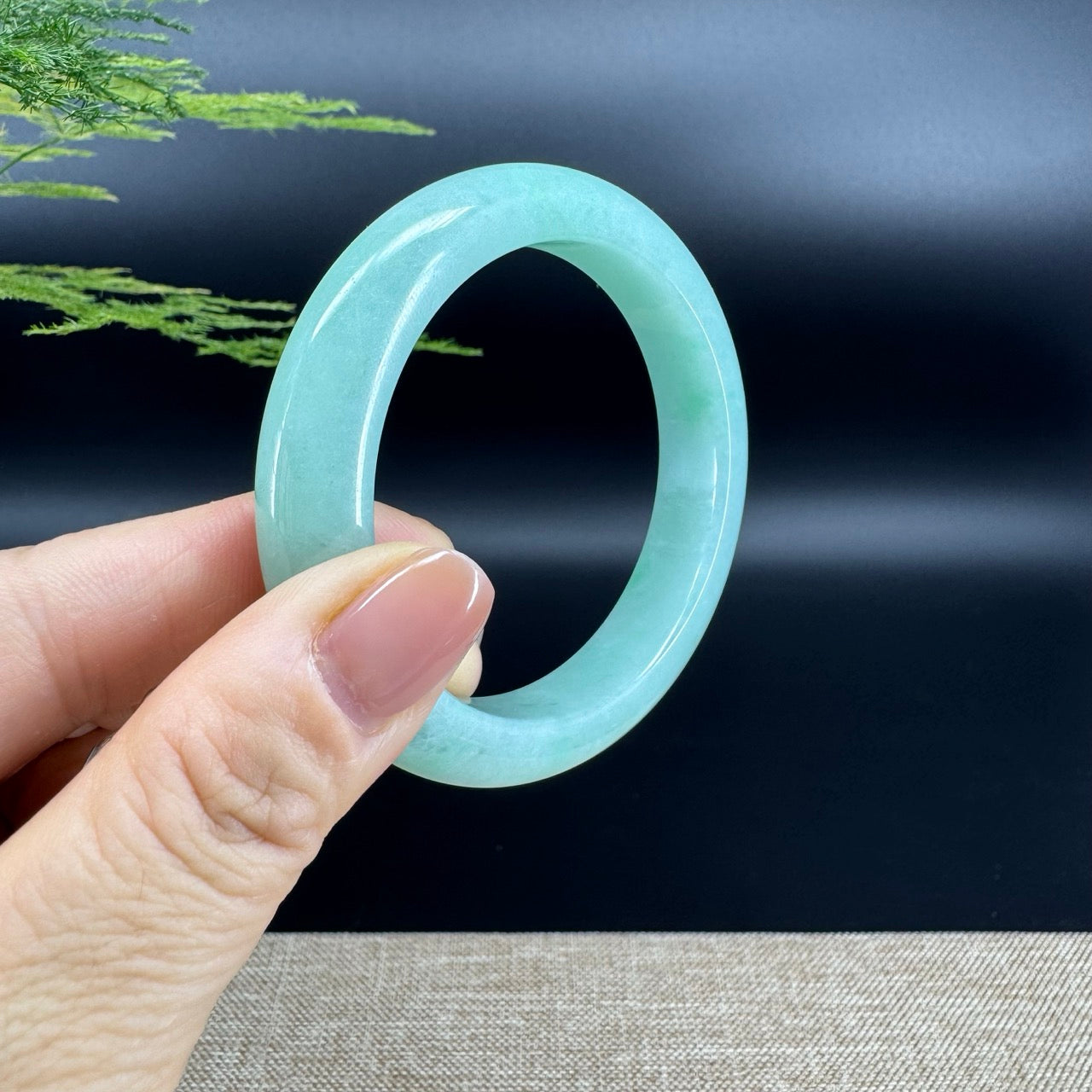 Genuine Burmese Icy Green Jade Jadeite Bangle Bracelet (53.2mm)