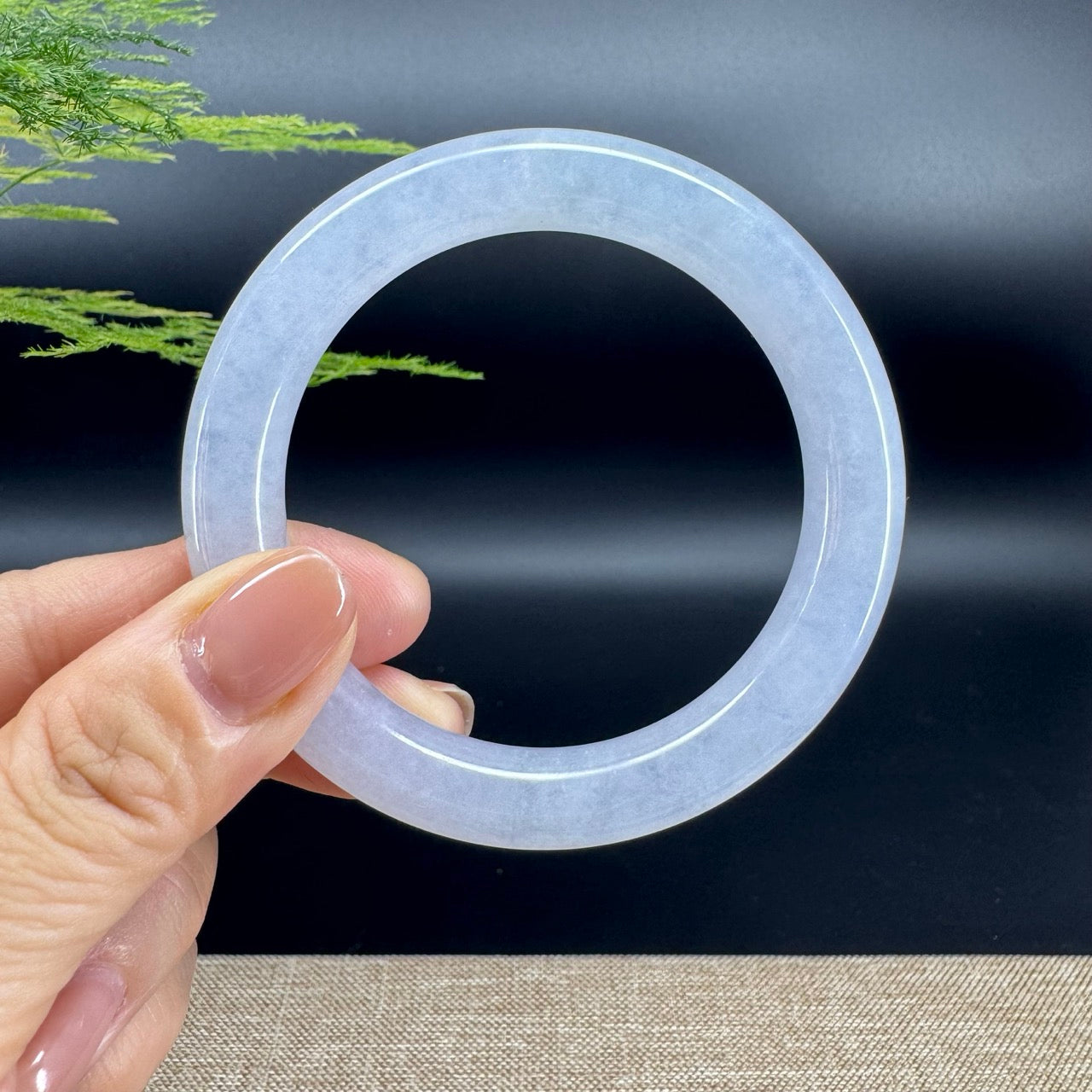 Genuine Burmese Icy Lavender Jade Jadeite Bangle Bracelet (55mm)