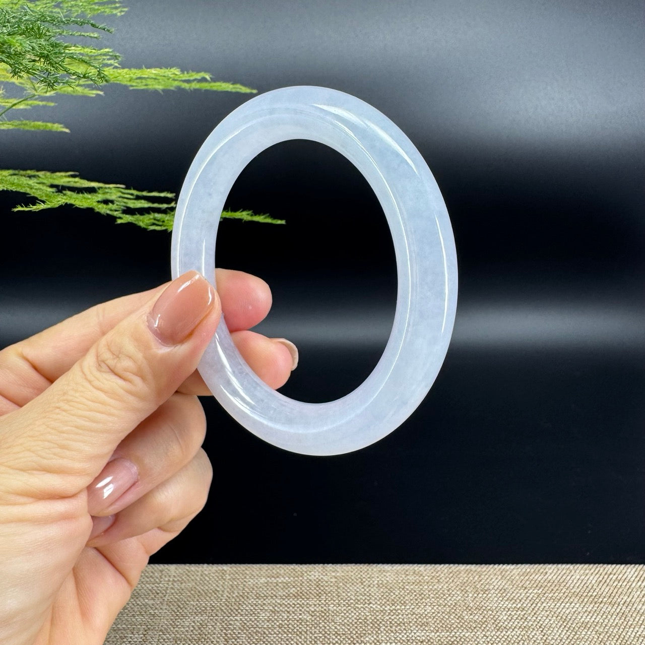 Genuine Burmese Icy Lavender Jade Jadeite Bangle Bracelet (55mm)