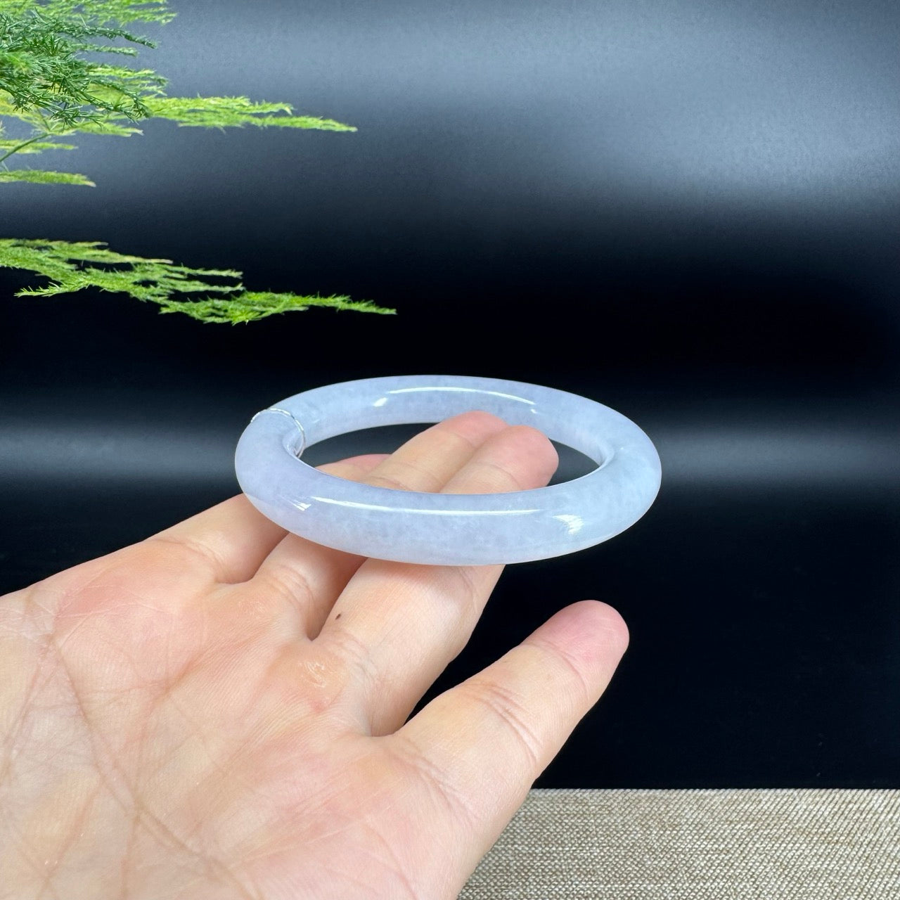 Genuine Burmese Icy Lavender Jade Jadeite Bangle Bracelet (55mm)