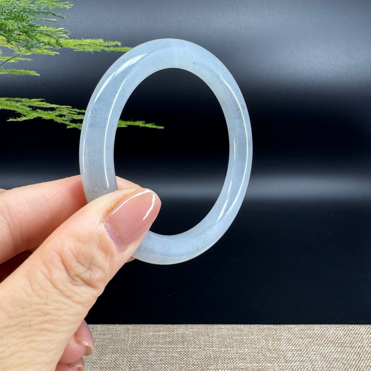 Genuine Burmese Icy Black Green Jade Jadeite Bangle Bracelet ( 58mm )