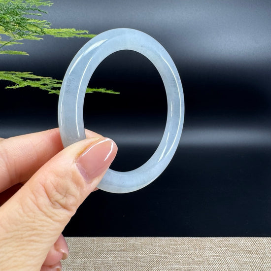 Genuine Burmese Icy Black Green Jade Jadeite Bangle Bracelet ( 58mm )