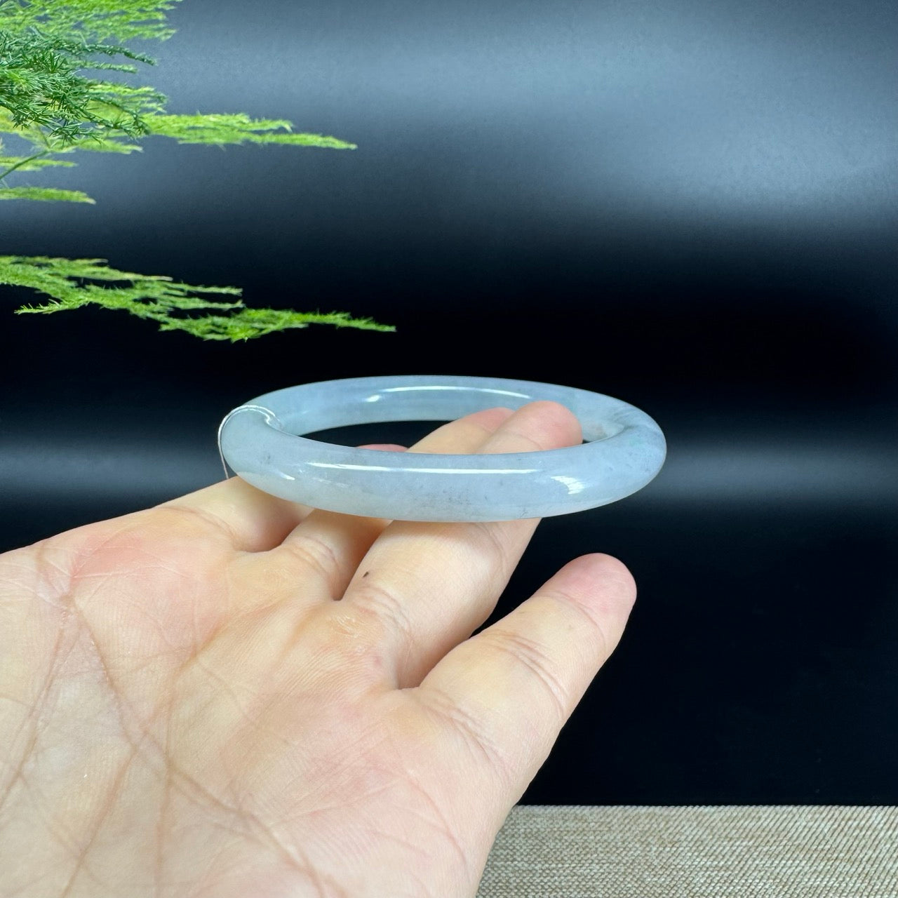 Genuine Burmese Icy Black Green Jade Jadeite Bangle Bracelet ( 58mm )