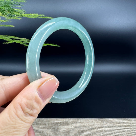 Genuine Burmese Oil Green Jade Jadeite Bangle Bracelet ( 56.2mm )