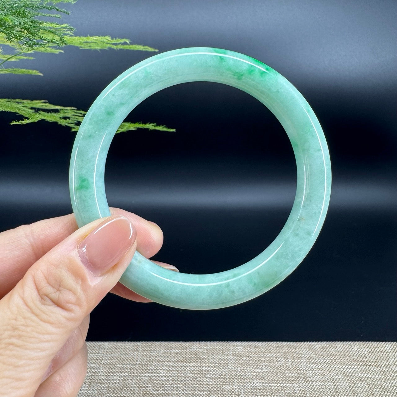 Genuine Burmese Green Jade Jadeite Bangle Bracelet (61mm)