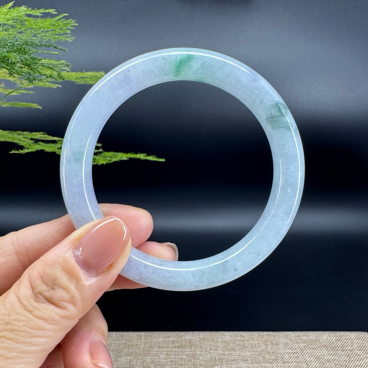 Genuine Burmese Green lavender Jade Jadeite Bangle Bracelet ( 56.3mm )