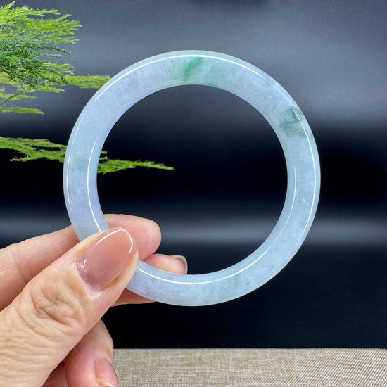 Genuine Burmese Green lavender Jade Jadeite Bangle Bracelet ( 56.3mm )