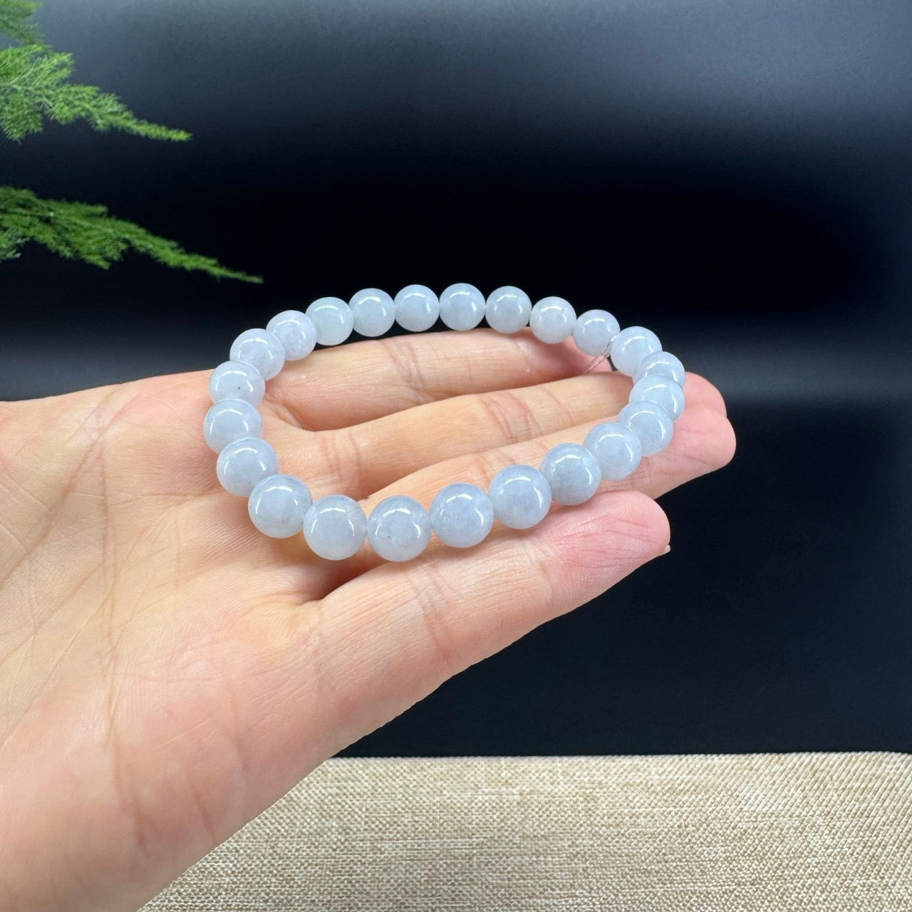 Genuine Jadeite Jade Round Lavender Beads Bracelet (8.5 mm)