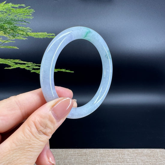 Genuine Burmese Green lavender Jade Jadeite Bangle Bracelet ( 56.3mm )