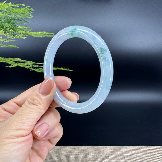 Genuine Burmese Green lavender Jade Jadeite Bangle Bracelet ( 56.3mm )