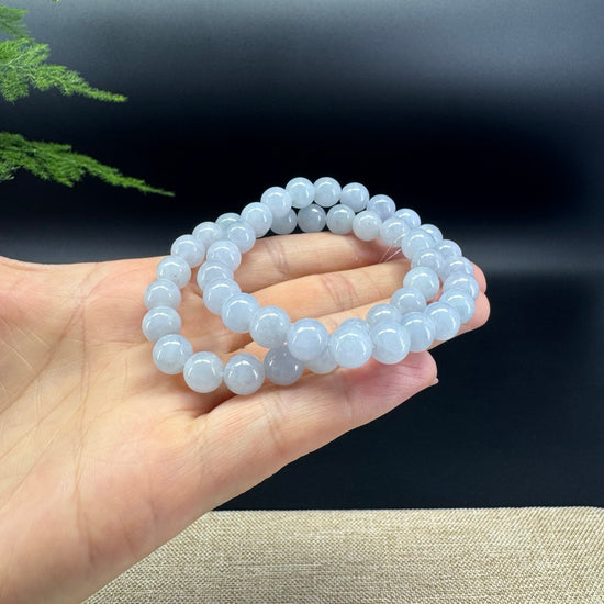 Genuine Jadeite Jade Round Lavender Beads Bracelet (8.5 mm)