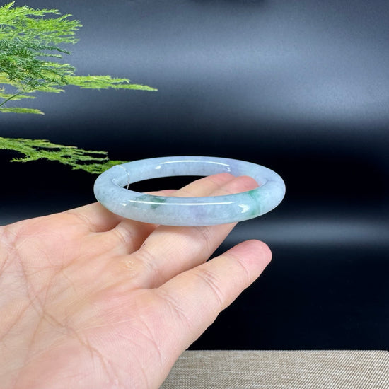 Genuine Burmese Green lavender Jade Jadeite Bangle Bracelet ( 56.3mm )