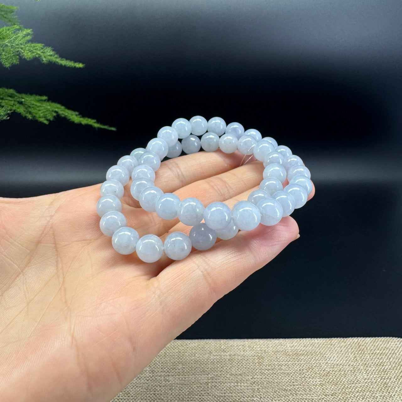 Genuine Jadeite Jade Round Lavender Beads Bracelet (8.5 mm)