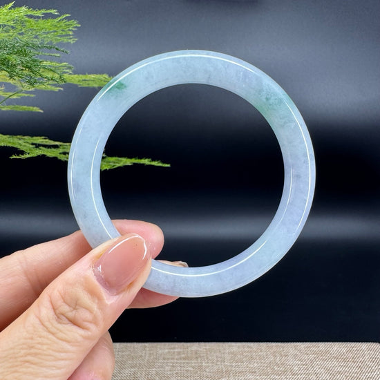 Genuine Burmese Green lavender Jade Jadeite Bangle Bracelet ( 56.3mm )