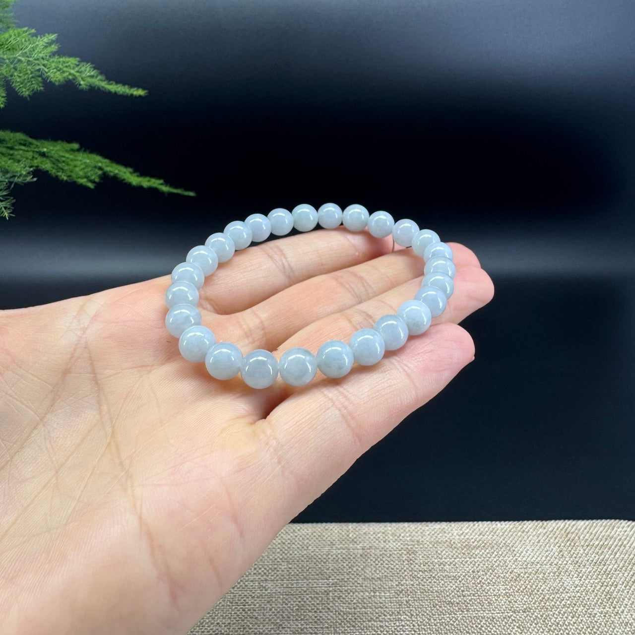 RealJade® Co. Genuine Jadeite Jade Round Lavender Beads Bracelet (7 mm)